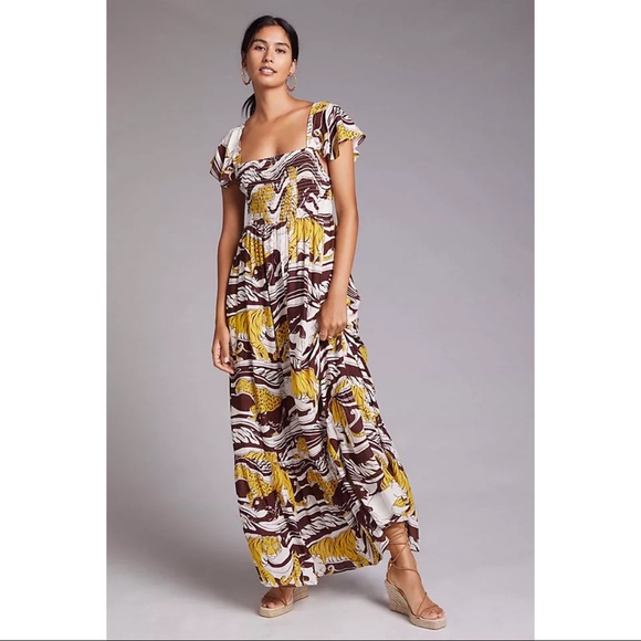 Anthropologie Whimsical Panther Maxi Dress M - Picture 9 of 16